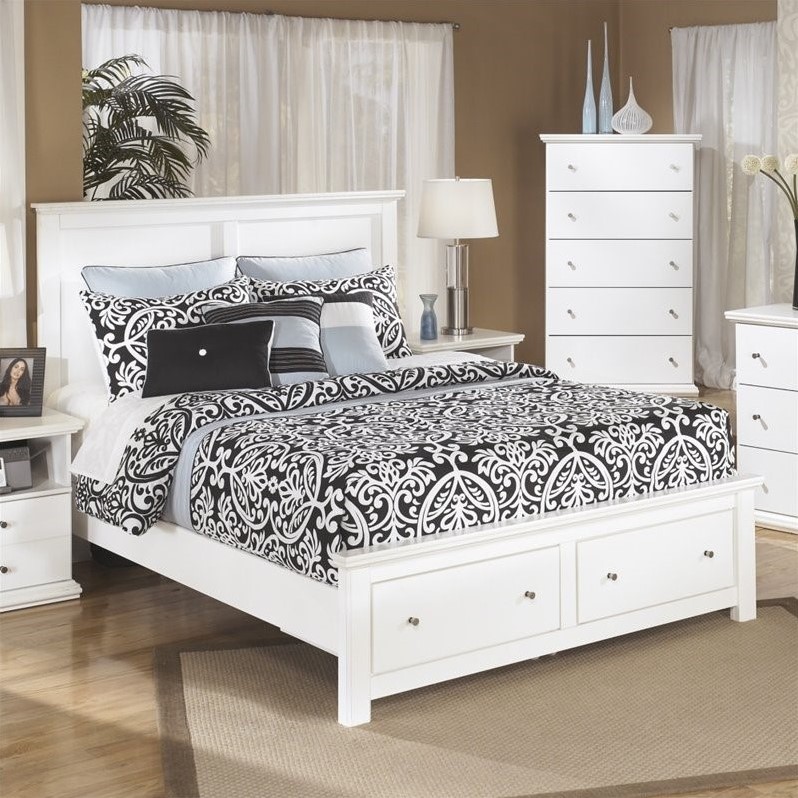 Ashley Bostwick Shoals Wood Queen Storage Panel Bed in White - B100-13