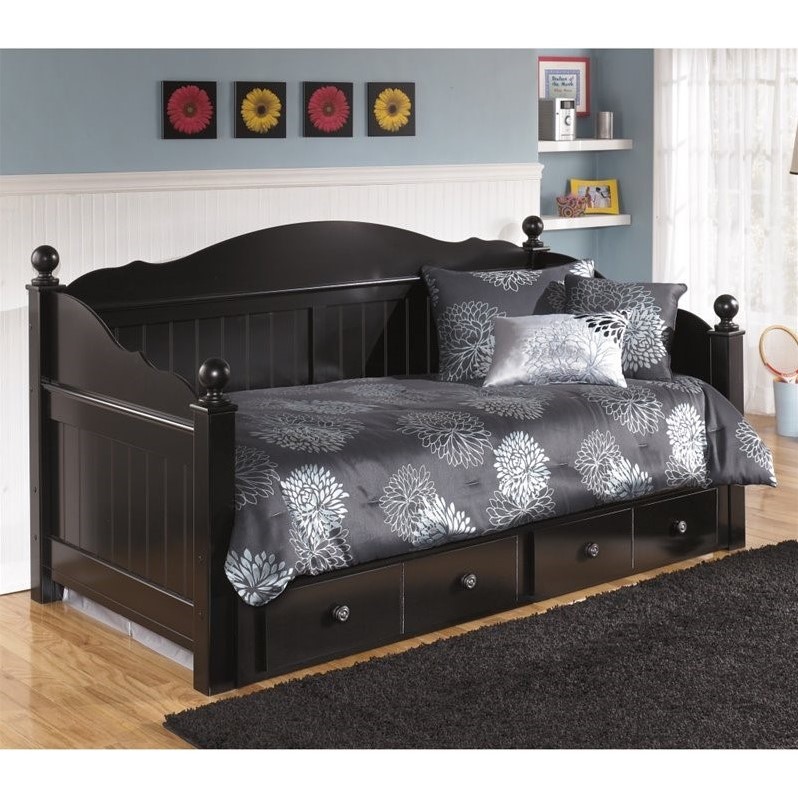 Ashley Jaidyn Wood Storage Daybed in Black B10081B1506080KIT