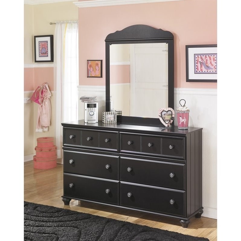 Ashley Furniture Jaidyn 6 Drawer Double Dresser With Mirror In Black Ashley Furniture Jaidyn 6 Drawer Double Dresser With Mirror In Black