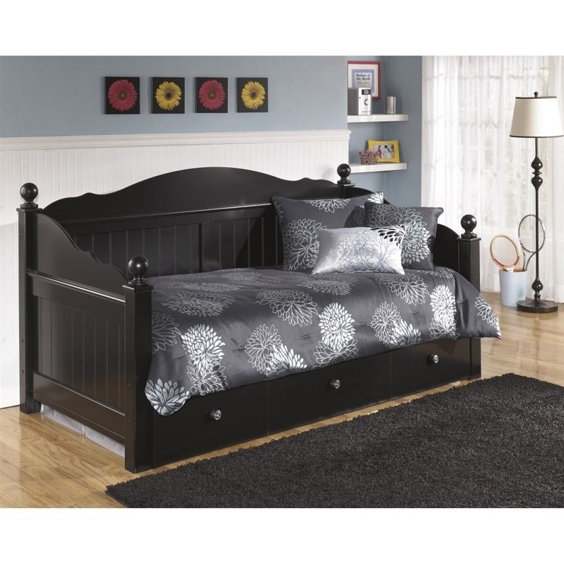 Ashley Jaidyn Wood Daybed with Trundle in Black B1008182B1505180PKG