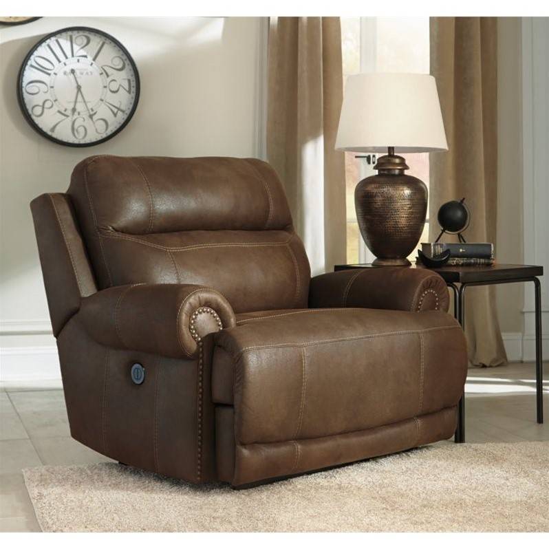 Ashley Furniture Austere Power Zero Wall Recliner in Brown 3840082