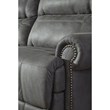 Signature Design by Ashley Austere Faux Leather Zero Wall Recliner in Gray