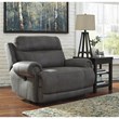 Signature Design by Ashley Austere Faux Leather Zero Wall Recliner in Gray