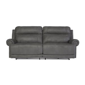 austere 2 seat faux leather reclining power sofa in gray