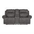 Ashley Furniture Austere Reclining Console Loveseat in Gray