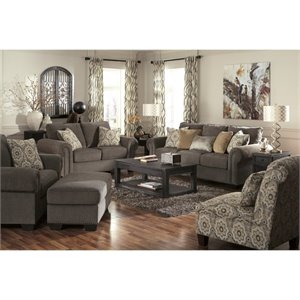 Ashley Emelen 5 Piece Chenille Sofa Set in Straw