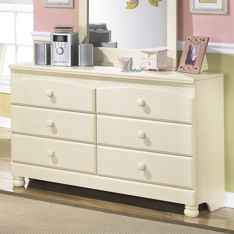 Ashley Cottage Retreat 6 Drawer Wood Double Dresser in Cream - B213-21