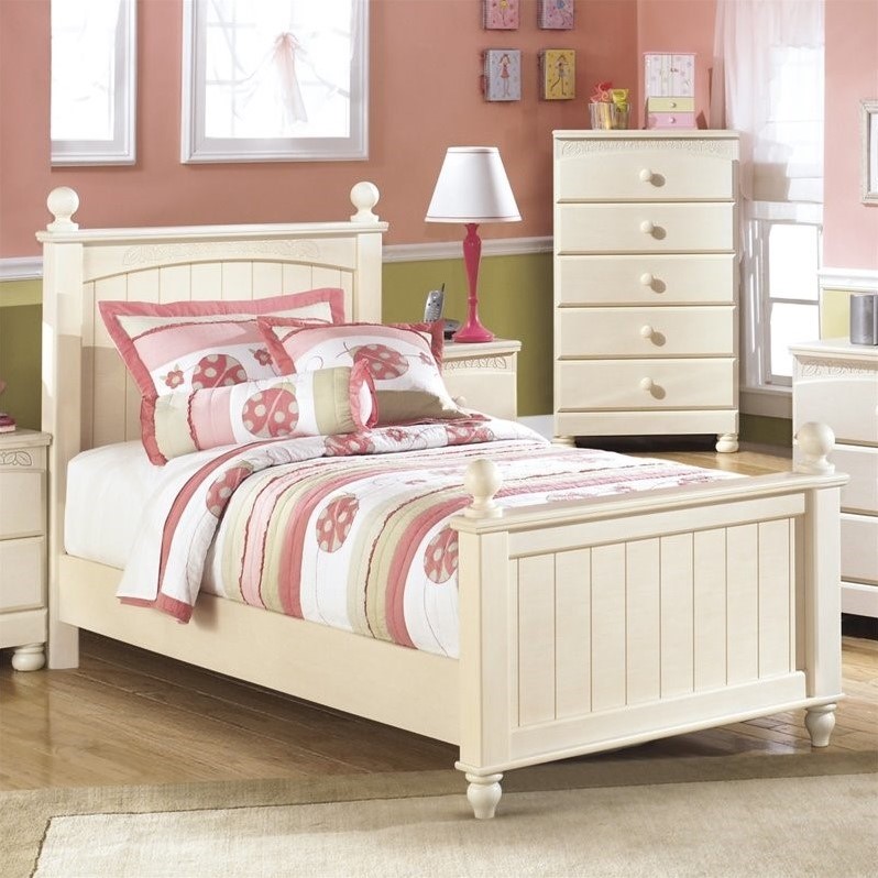 Ashley Cottage Retreat Wood Panel Bed In Cream