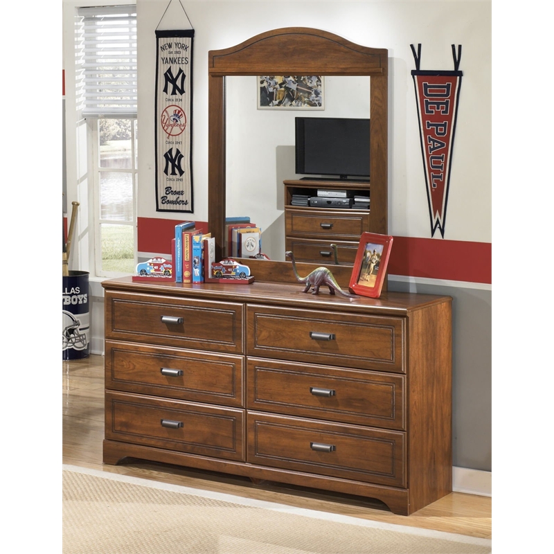 Ashley Furniture Barchan Engineered Wood/Glass Bedroom Mirror in Medium Brown