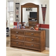 Ashley Furniture Barchan Engineered Wood/Glass Bedroom Mirror in Medium Brown