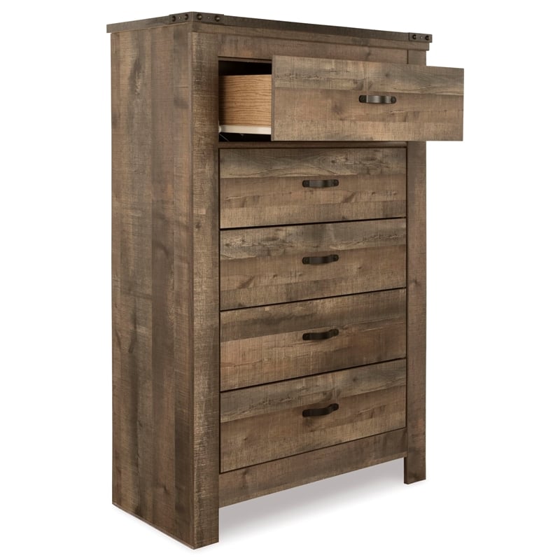 Signature Design by Ashley Trinell 5 Drawer Wood Chest in Brown