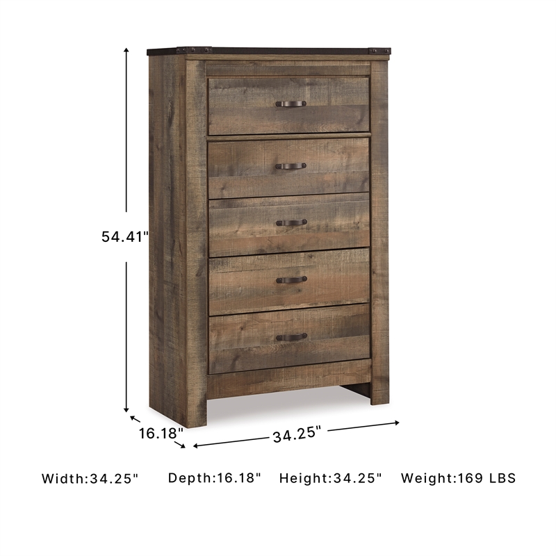 signature design by ashley trinell 5 drawer wood chest in brown