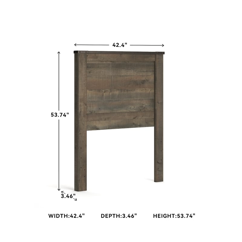 Ashley Furniture Trinell Engineered Wood Twin Panel Headboard in Rustic Brown