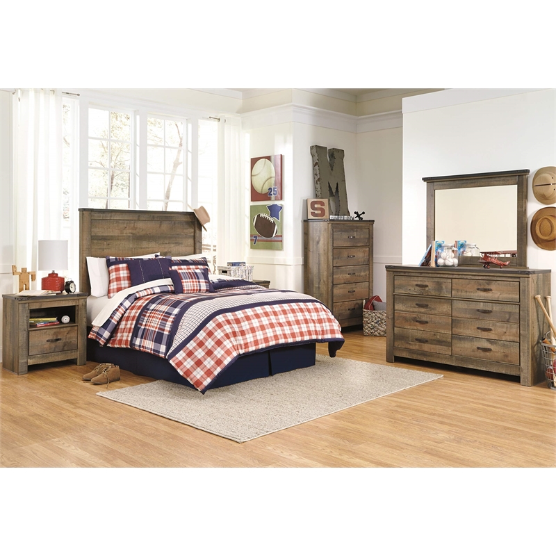Ashley Furniture Trinell Wood Full Panel Headboard in Brown