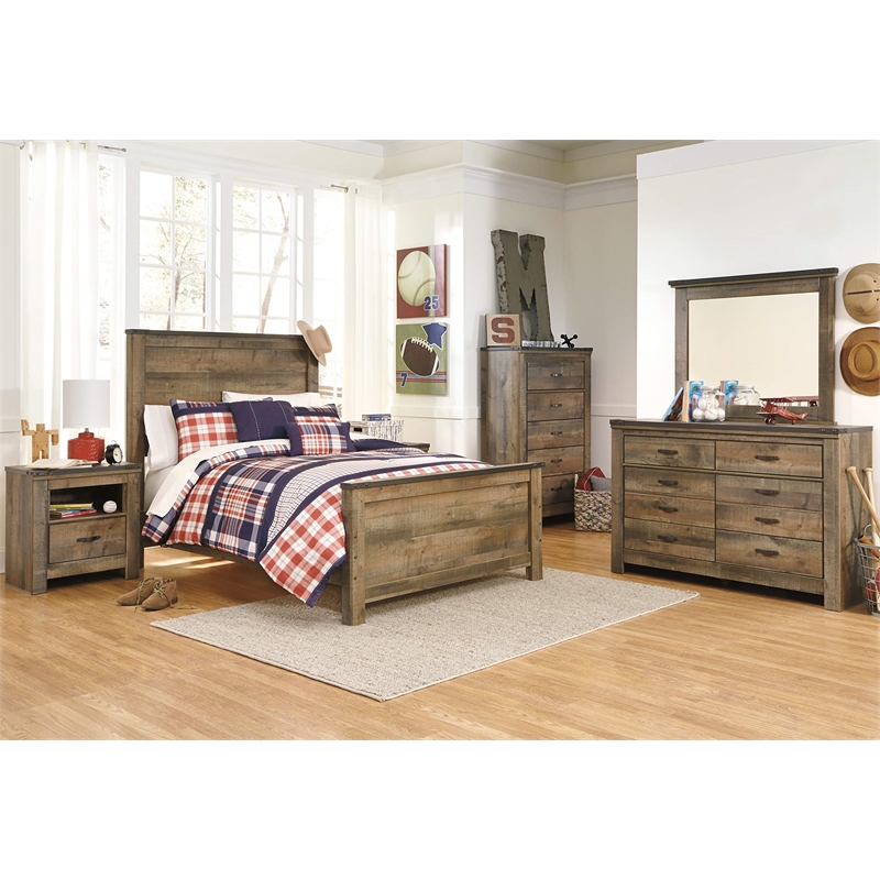 Ashley Furniture Trinell Wood Full Panel Headboard in Brown