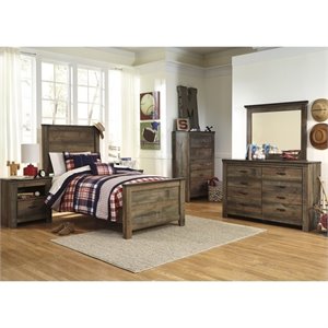 ashley trinell wood twin panel bedroom set in brown