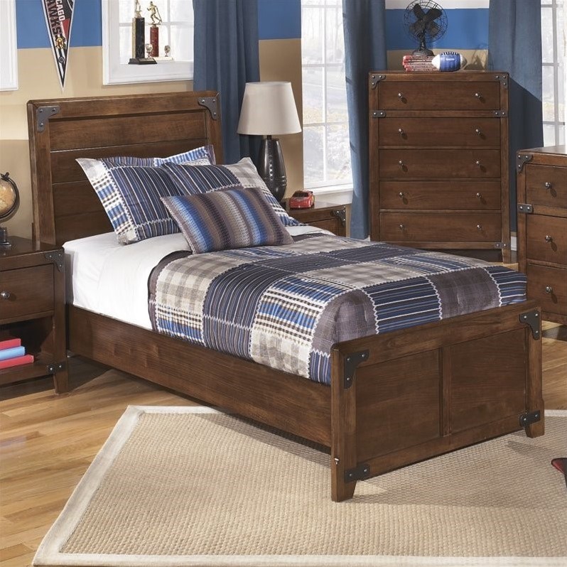 Ashley Delburne Wood Twin Panel Bed in Brown B3626383KIT