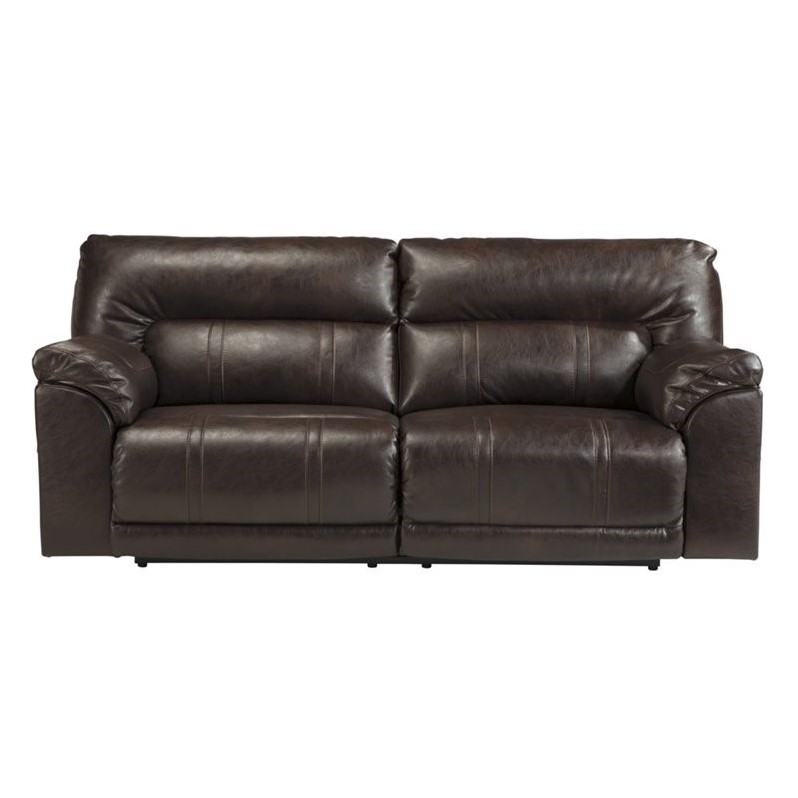 Ashley Barrettsville 2 Seat Leather Reclining Sofa In Ashley Barrettsville 2 Seat Leather Reclining Sofa In Chocolate