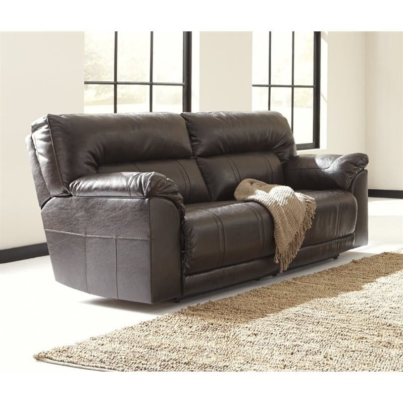 Ashley Furniture Barrettsville Leather Reclining Sofa in ...
