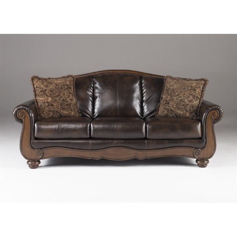Ashley Barcelona Faux Leather Sofa in Antique  5530038