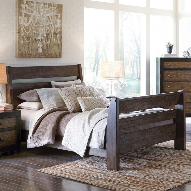 Ashley Emerfield Wood Sleigh Bed in Rustic Brown B653SLHBMKIT