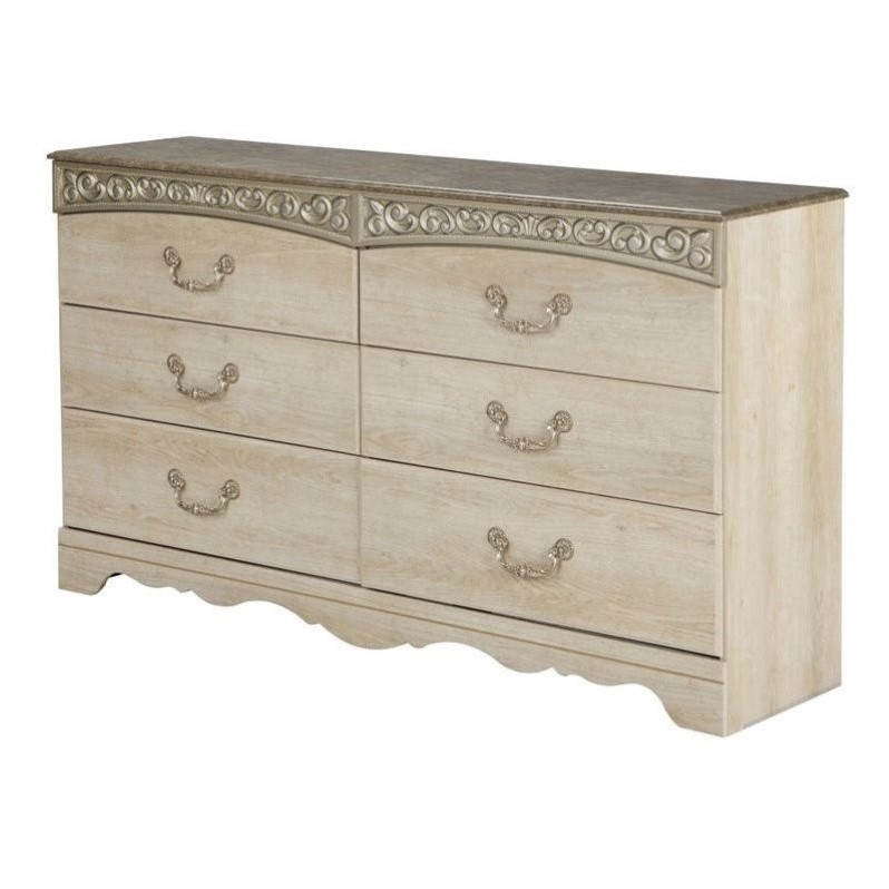 Ashley Furniture Catalina 6 Drawer Dresser in Antique White B19631