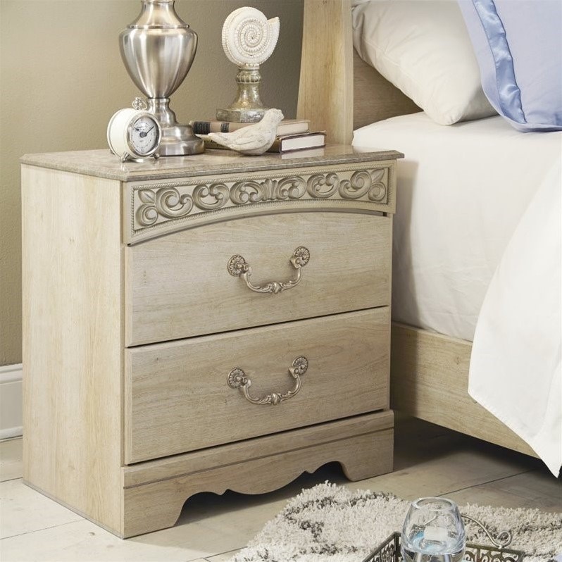 Ashley Furniture Catalina 2 Drawer Wood Nightstand In Antique White