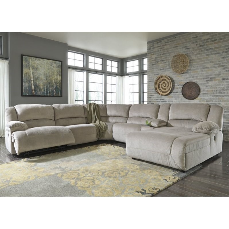 Ashley Toletta 6 Piece Right Chaise Power Console Sectional in Granite