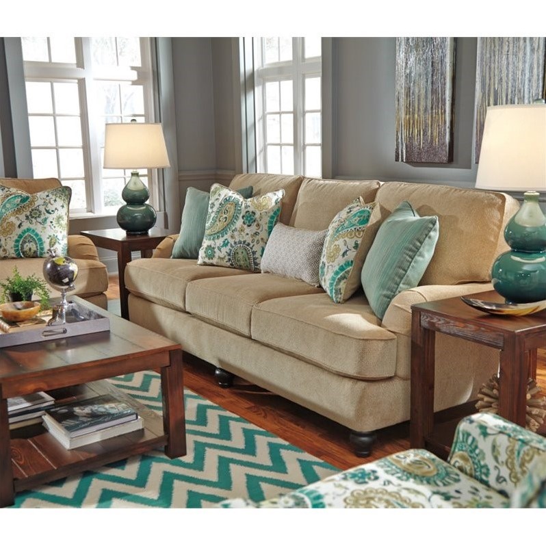 Ashley Lochian 4 Piece Chenille Sofa Set in Bisque - 58100-38-35-15-21-PKG