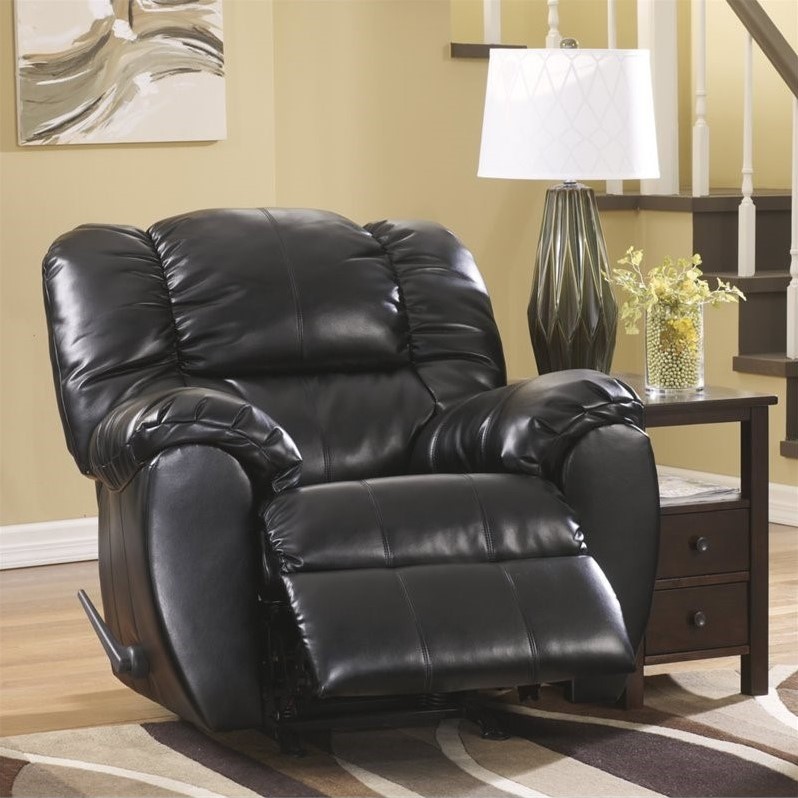 Ashley Furniture Dylan Leather Rocker Recliner in Onyx Cymax Business