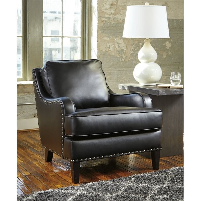 Ashley Laylanne Faux Leather Accent Chair in Black 7080421