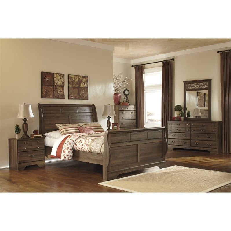 Ashley Allymore 6 Piece Wood Queen Sleigh Bedroom Set in Brown - B216