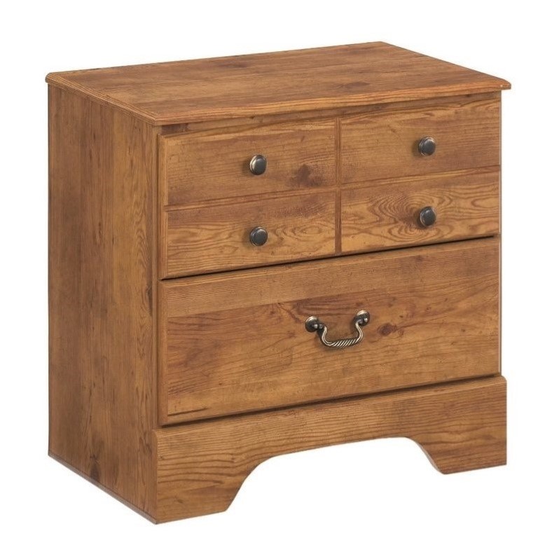 Ashley Bittersweet 2 Drawer Wood Nightstand in Light Brown B21992