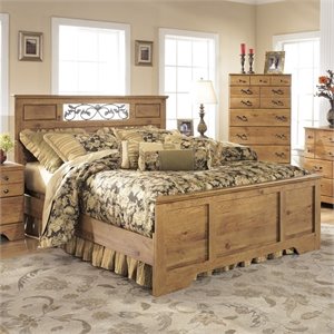 ashley furniture bittersweet wood queen panel bed in light brown