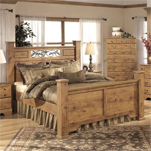 bittersweet wood poster panel bed in light brown