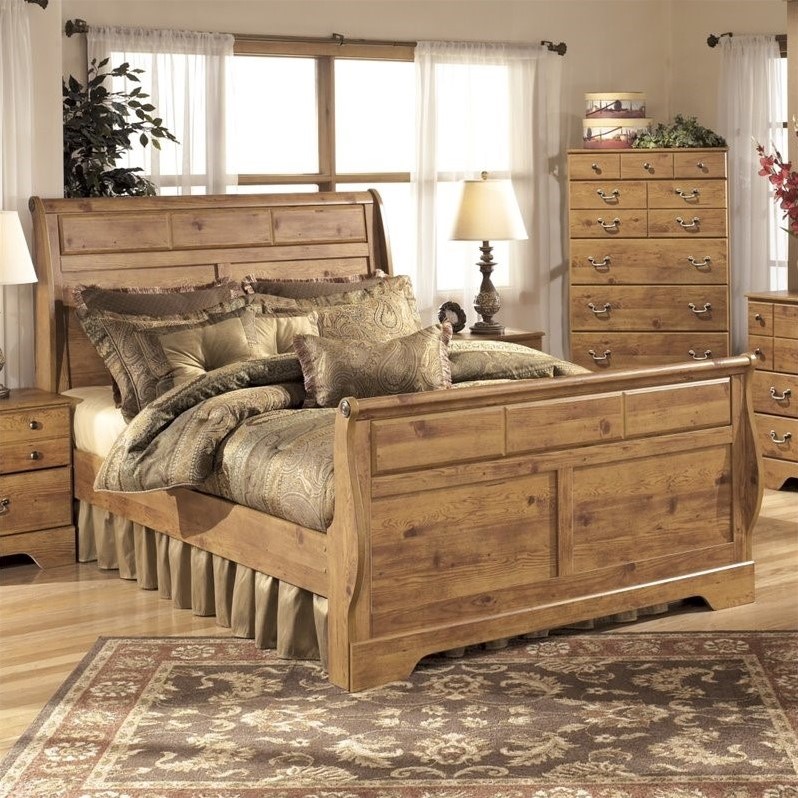 Ashley Furniture Bittersweet Wood King Sleigh Bed In Light Brown