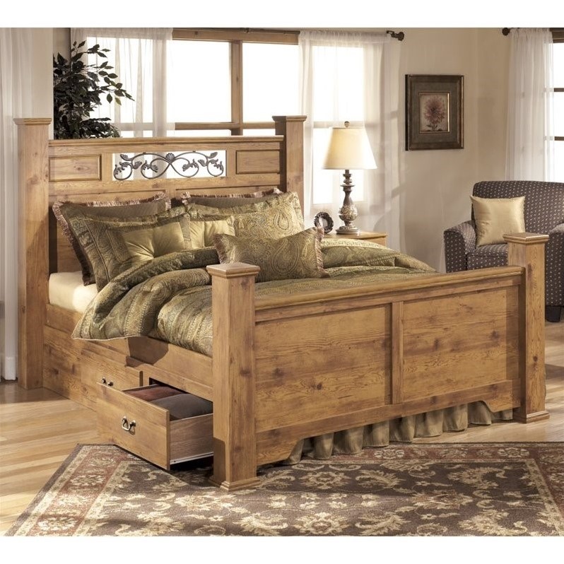 Ashley Furniture Bittersweet Queen Double Drawer Panel Bed in Brown