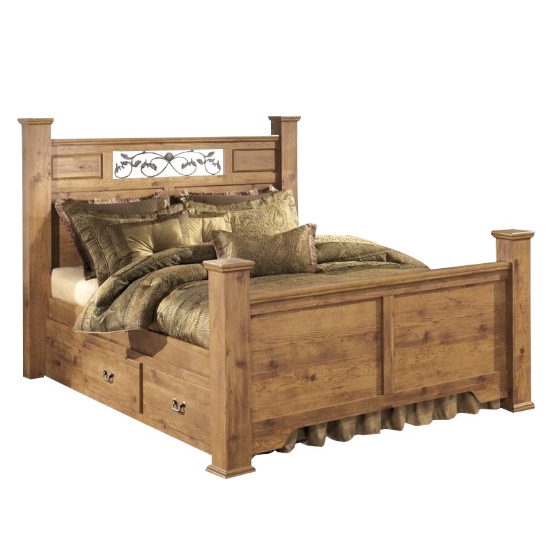 Ashley Furniture Bittersweet Queen Double Drawer Panel Bed in Brown