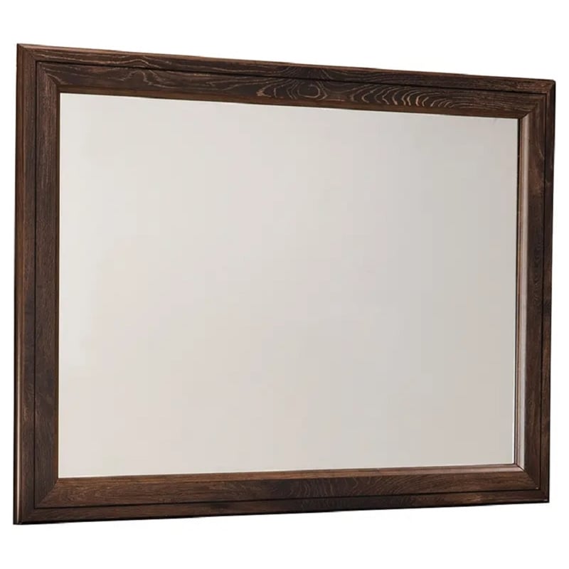 Signature Design by Ashley Quinden Wood Frame/Glass Bedroom Mirror in Dark Brown