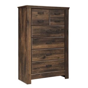 ashley furniture quinden 5 drawer wood chest in dark brown