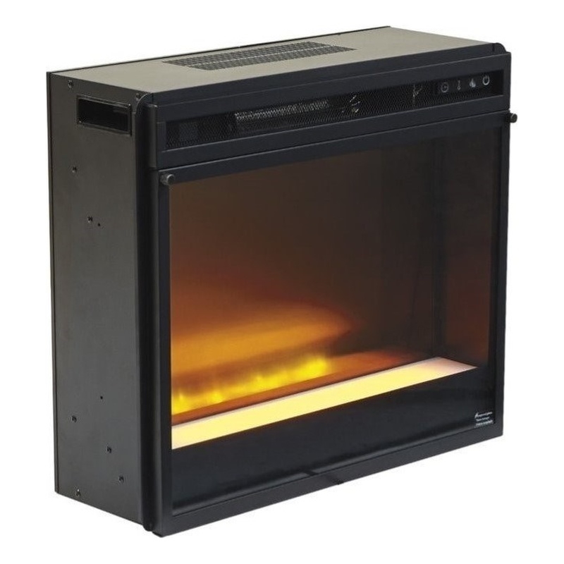 Ashley Furniture Electric LED Glass Stone Fireplace Insert in Black