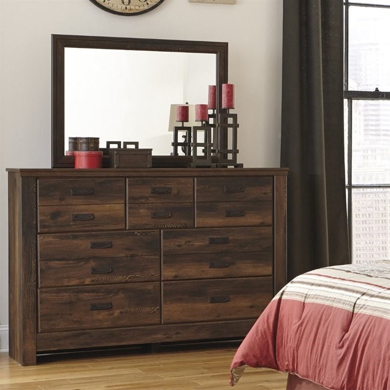 Ashley Furniture Quinden 2 Piece Wood Dresser Set in Dark Brown B246