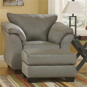 ashley furniture darcy fabric chair with ottoman in cobblestone