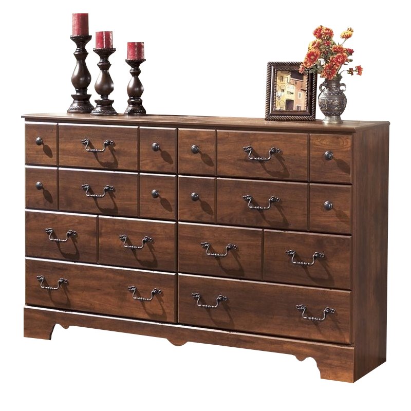 Ashley Timberline 8 Drawer Wood Double Dresser in Warm Brown B25831