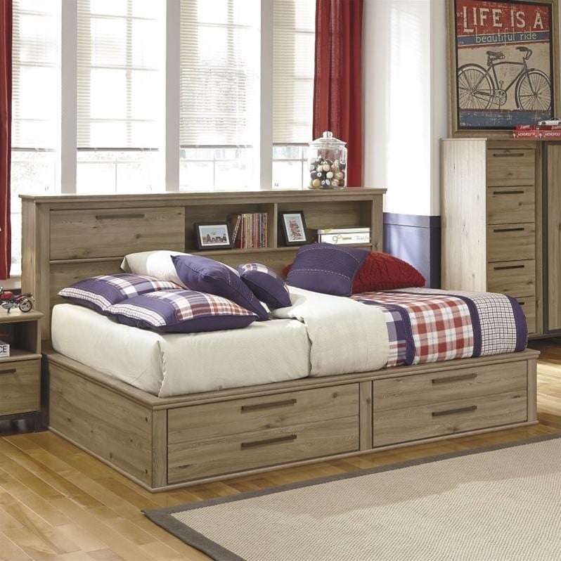 Ashley Dexifield Wood Full Bookcase Mates Bed In Dry Brown - B298-05-85 ...