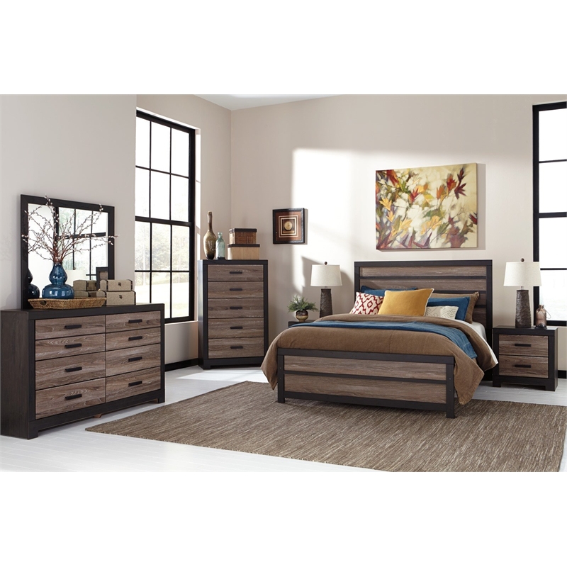 Ashley Furniture Harlinton Engineered Wood Frame Bedroom Mirror - Charcoal Brown
