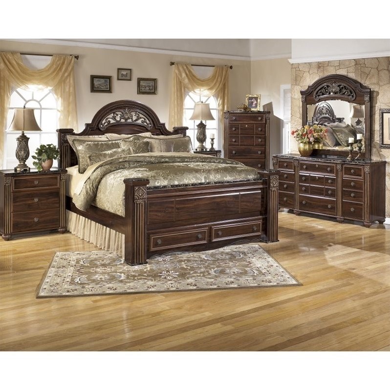 Ashley Furniture Gabriela 6 Piece King Drawer Bedroom Set In Brown