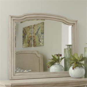 Ashley Furniture Demarlos Wood Frame Bedroom Mirror in Parchment White