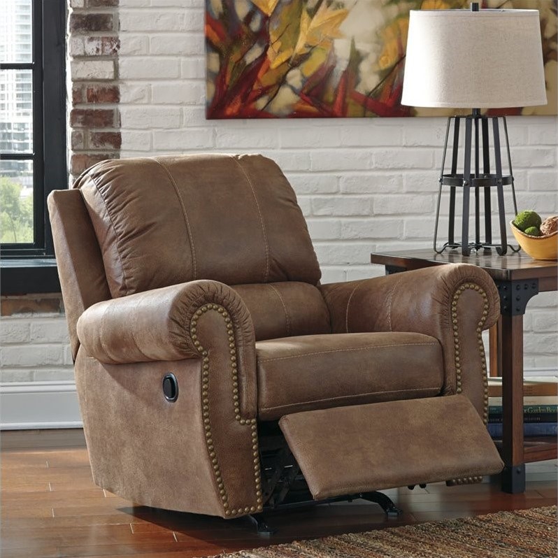 Ashley Burnsville Faux Leather Rocker Recliner in Espresso 9720625