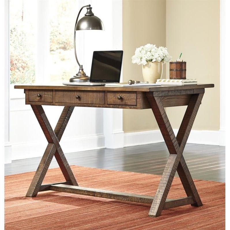 Ashley Minbreeze Home Office Large Leg Desk in Reclaimed Medium Brown